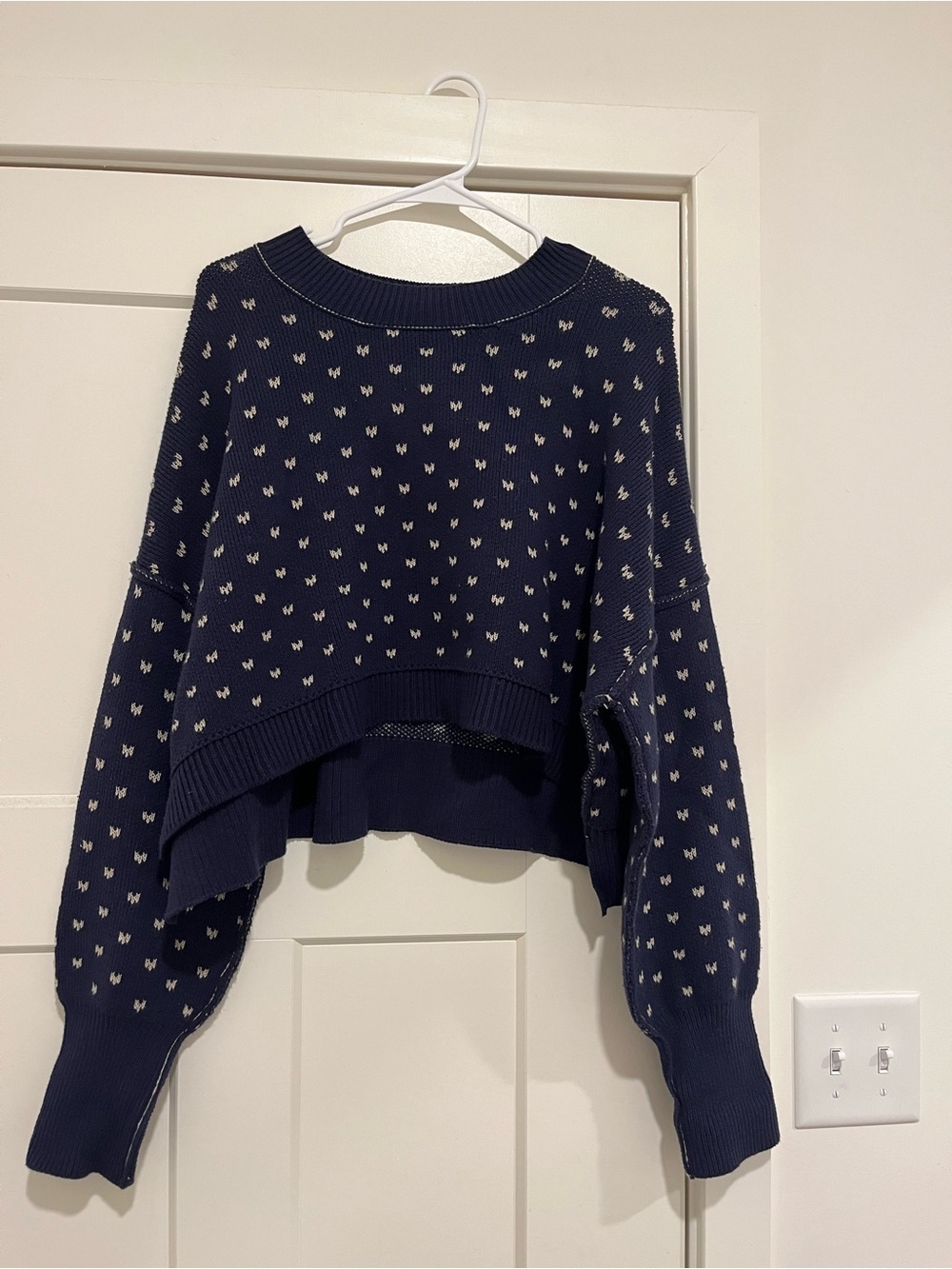 Navy Free People hearts sweater